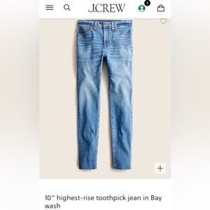 Jcrew toothpick denim size 26
